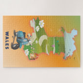 Wales kaart vintage reisposter legpuzzel (Horizontaal)