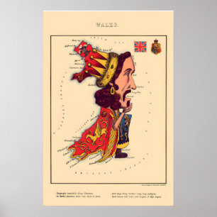 Wales Komische Kaart Vintage Lithografie860s - Ing Poster