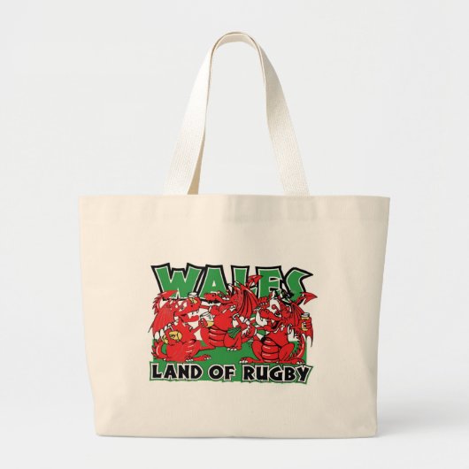 Wales Land van Rugby Grote Tote Bag (Voorkant)