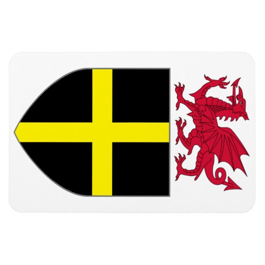 Wales Magnet - Draak over St. David Shield Magneet (Horizontaal)