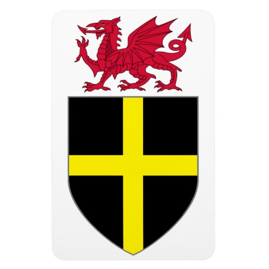 Wales Magnet - Draak over St. David Shield Magneet (Verticaal)