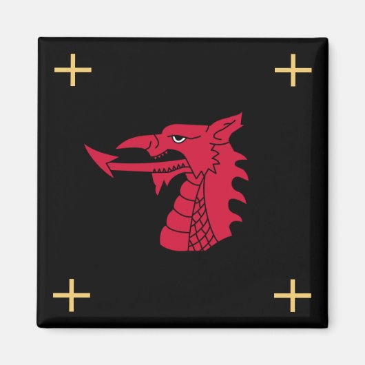 Wales Magnet - Welsh Dragon & Gold Crosses (Voorkant)