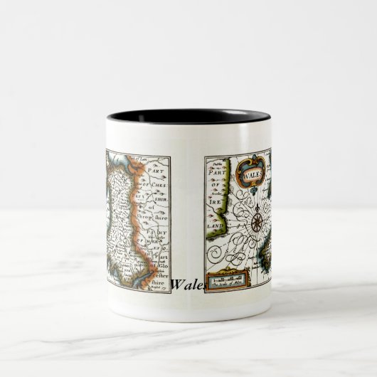 Wales Map en/of Flag Tweekleurige Koffiemok (Center)
