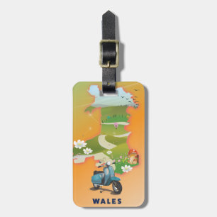 Wales map vintage-poster bagagelabel