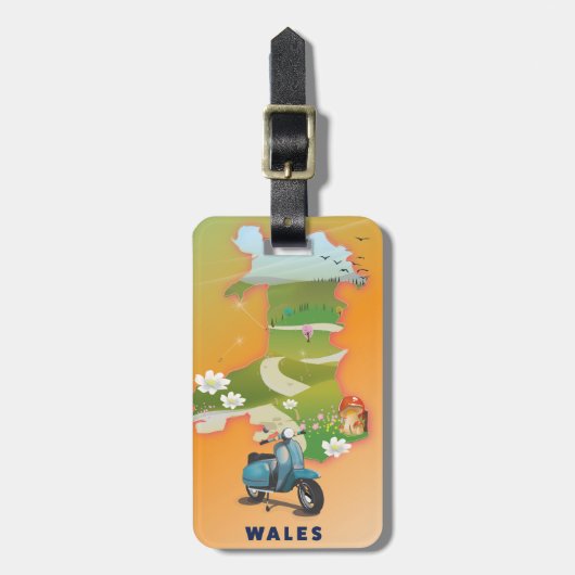 Wales map vintage-poster bagagelabel (Voorkant verticaal)