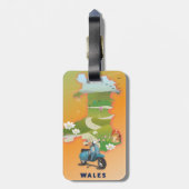 Wales map vintage-poster bagagelabel (Achterkant verticaal)