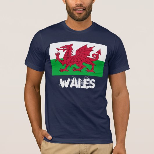 Wales met Welsh flag T-shirt (Voorkant)