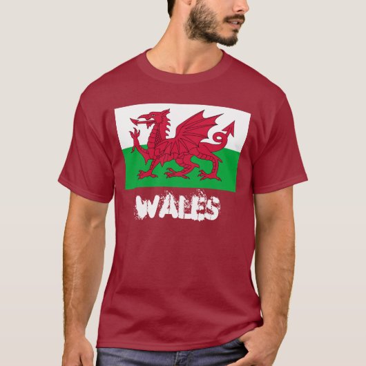 Wales met Welsh flag T-shirt (Voorkant)