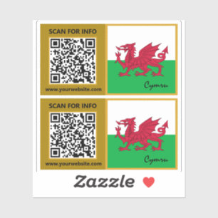 Wales Modern QR Code Stickers, Welsh Flag Sticker