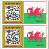 Wales Modern QR Code Stickers, Welsh Flag Sticker (Voorkant)