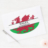 Wales, opgericht in 1057 Welsh Dragon Flag Ovale Sticker (Envelop)