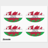 Wales, opgericht in 1057 Welsh Dragon Flag Ovale Sticker (Vel)