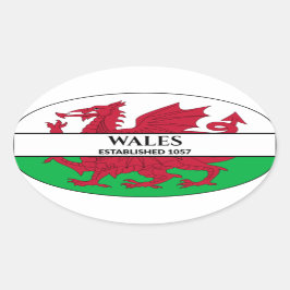 Wales, opgericht in 1057 Welsh Dragon Flag Ovale Sticker