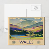 Wales, oud poster briefkaart (Voorkant / Achterkant)