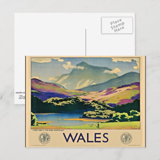 Wales, oud poster briefkaart (Voorkant / Achterkant)