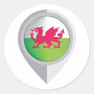 Wales Pin Locatie Vlag Ronde Sticker
