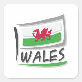 Wales Pride X-vlag Vierkante Sticker