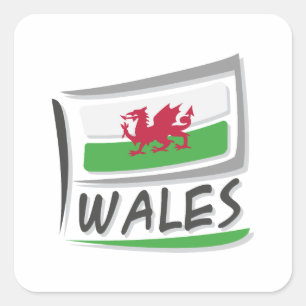 Wales Pride X-vlag Vierkante Sticker