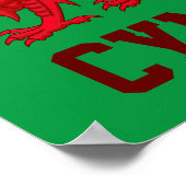 Wales Red Dragon - Groene achtergrond Poster (Hoek)
