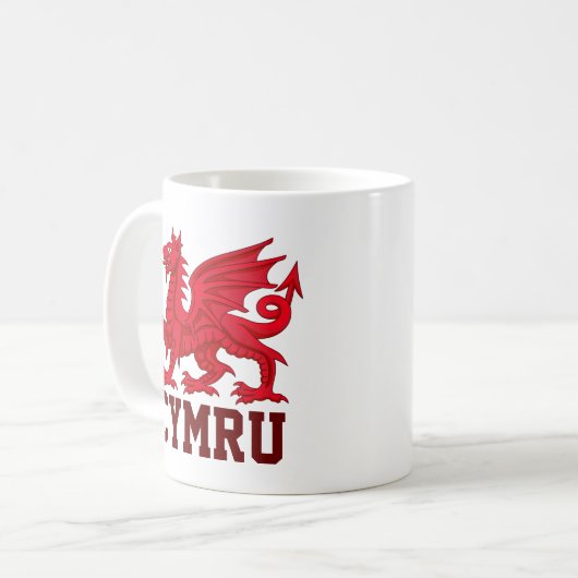 Wales Red Dragon (Y Ddraig Goch) Koffiemok (Voorkant links)