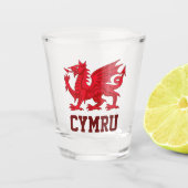 Wales Red Dragon (Y Ddraig Goch) Shot Glas (Voorkant)