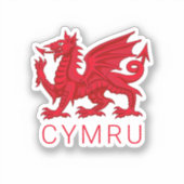 Wales Red Dragon (Y Ddraig Goch) Sticker (Voorkant)