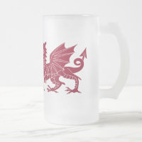 Wales Red Medieval Dragon Glass Beer Mok