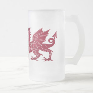 Wales Red Medieval Dragon Glass Beer Mok