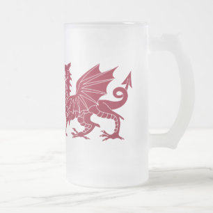 Wales Red Medieval Dragon Glass Beer Mok