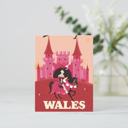 Wales-reisposter. Briefkaart (Staand voorkant)