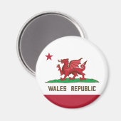 Wales Republic Dragon Flag Welsh Pride Magneet (Voorkant / Achterkant)