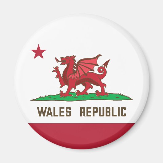 Wales Republic Dragon Flag Welsh Pride Magneet (Voorkant)