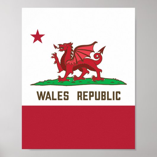 Wales Republic Dragon Flag Welsh Pride Poster (Voorkant)