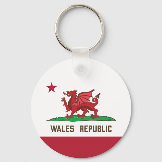 Wales Republic Dragon Flag Welsh Pride Sleutelhanger (Voorkant)