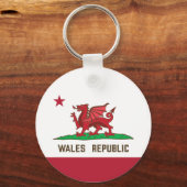 Wales Republic Dragon Flag Welsh Pride Sleutelhanger (Voorkant)