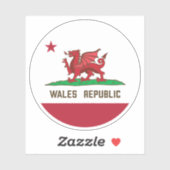 Wales Republic Dragon Flag Welsh Pride Sticker (Vel)