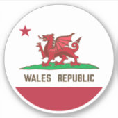 Wales Republic Dragon Flag Welsh Pride Sticker (Voorkant)