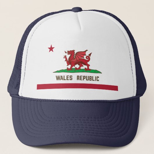 Wales Republic Dragon Flag Welsh Pride Trucker Pet (Voorkant)