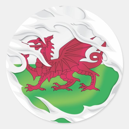 Wales Ripped Flag Classic Round Sticker (Voorkant)