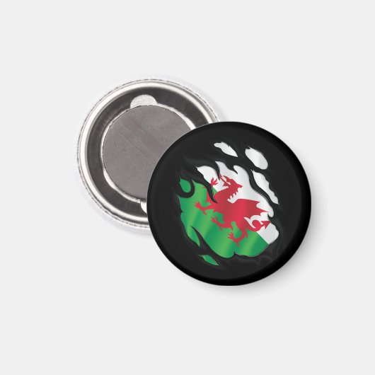 Wales ripped vlag magneet (Voorkant / Achterkant)