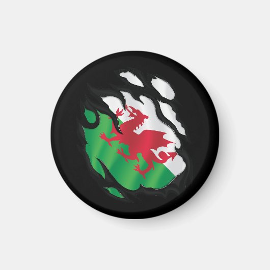 Wales ripped vlag magneet (Voorkant)