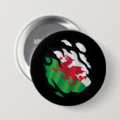 Wales ripped vlag ronde button 7,6 cm (Voorkant /achterkant)