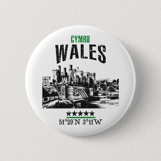 Wales Ronde Button 5,7 Cm (Voorkant)