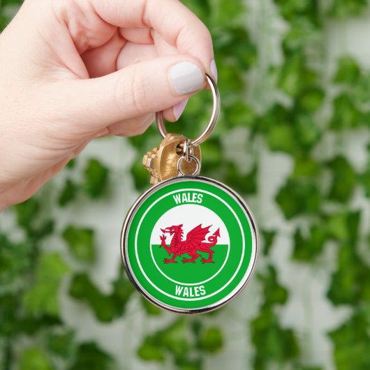 Wales Round Emblem Sleutelhanger (Hand)