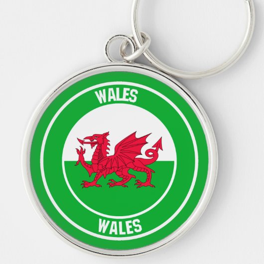 Wales Round Emblem Sleutelhanger (Voorkant)
