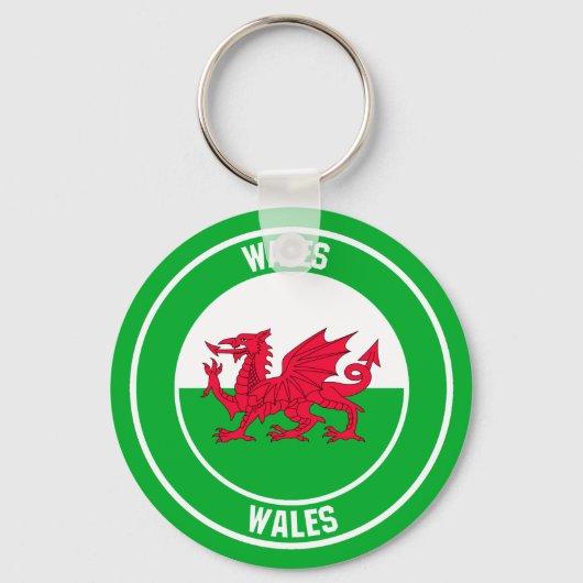Wales Round Emblem Sleutelhanger (Voorkant)