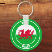 Wales Round Emblem Sleutelhanger (Voorkant)