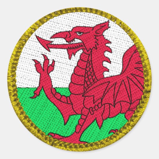 Wales Round Patch Gold Ronde Sticker (Voorkant)