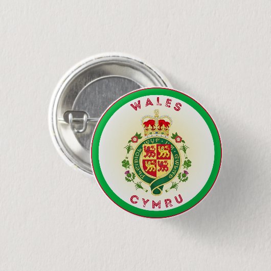 Wales Royal Badge Circle Shape Ronde Button 3,2 Cm (Voorkant /achterkant)