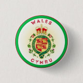 Wales Royal Badge Circle Shape Ronde Button 3,2 Cm (Voorkant)